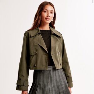 Olive Green Women's Cropped Jacket